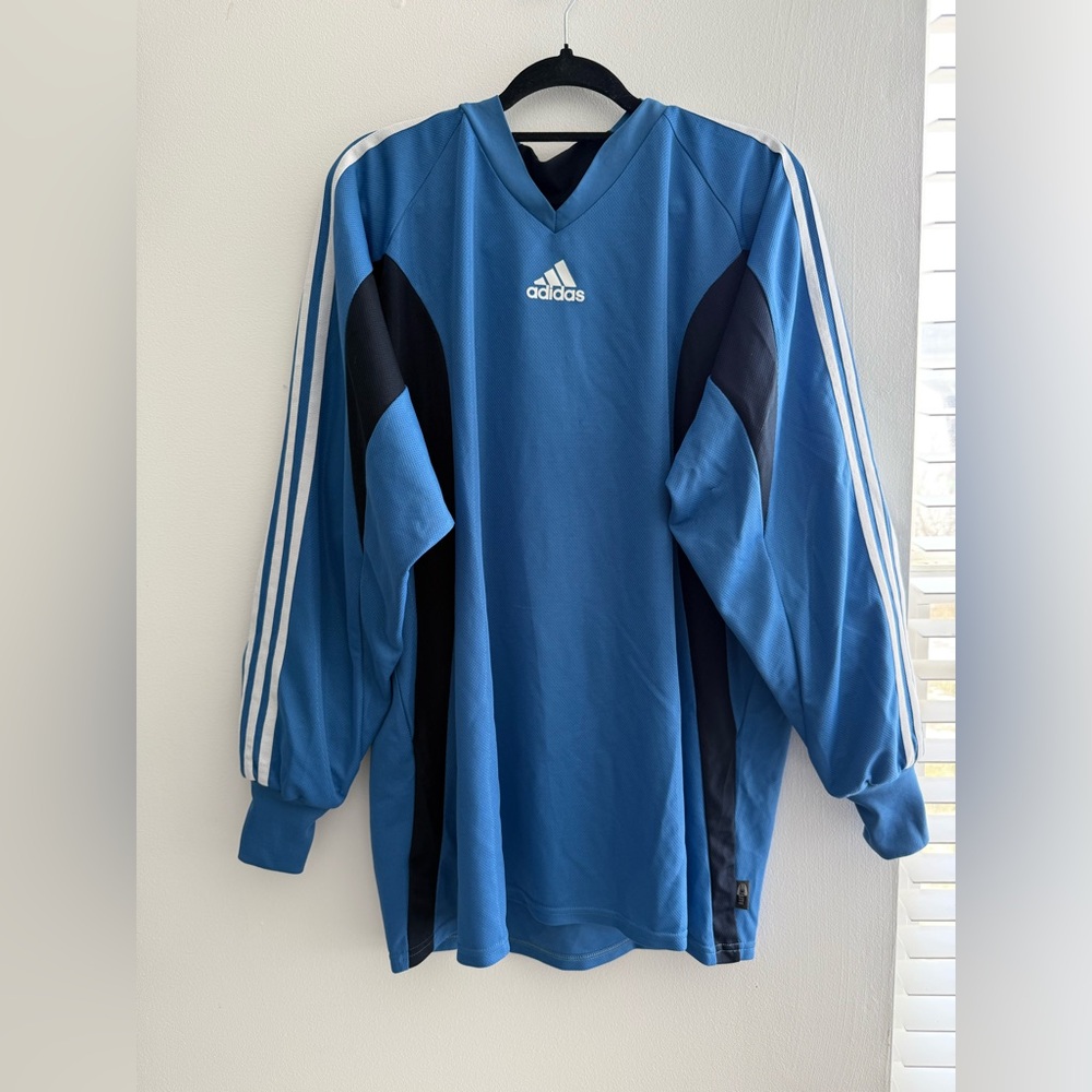 Adidas Men Blue White Black LongSleeve Goal Keeper Goalie Soccer Jersey XL